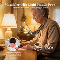 Rechargeable Hands Free Magnifying Lamp with Dimmable LED for Seniors Low Vision Jewelry Repair Electronic Smart Indoor Lighting