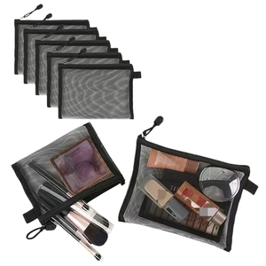 Bolsa de Maquiagem Transparente em Malha, Bolsa de Armazenamento para Cartões de Identidade, Porta-Moedas, Bolsa Simples e Portátil com Zíper para Organização Diária - Product Image 1