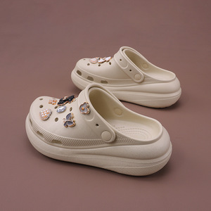 Sabots à strass pour femmes, semelle épaisse, plateforme, sandales d'été pour la plage, kaki, noir, blanc, pour toutes les saisons, à porter en extérieur - Product Image 2