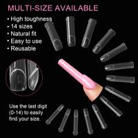 140 pièces/boîte Capsules d'extension d'ongles haute transparence réutilisables extra-longues pour French Manucure