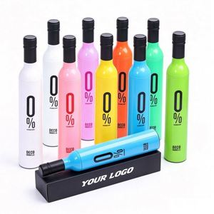 Parapluies de voyage pliables en 3 sections XDH923 avec impression personnalisée du logo, parapluies pour bouteilles de vin avec impressions de logo - Product Image 1