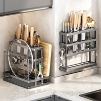 NFS Planche à découper de comptoir Support de rangement pour couteaux Porte-couteau de cuisine Cage à baguettes Ménage Rangement intégré