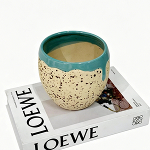 <span class=keywords><strong>Pot</strong></span> de fleurs en céramique moucheté en forme d'œuf avec glaçure turquoise effet goutte d'eau, collection 2026, idéal pour l'intérieur, la décoration de la maison et les arrangements floraux - Product Image 5