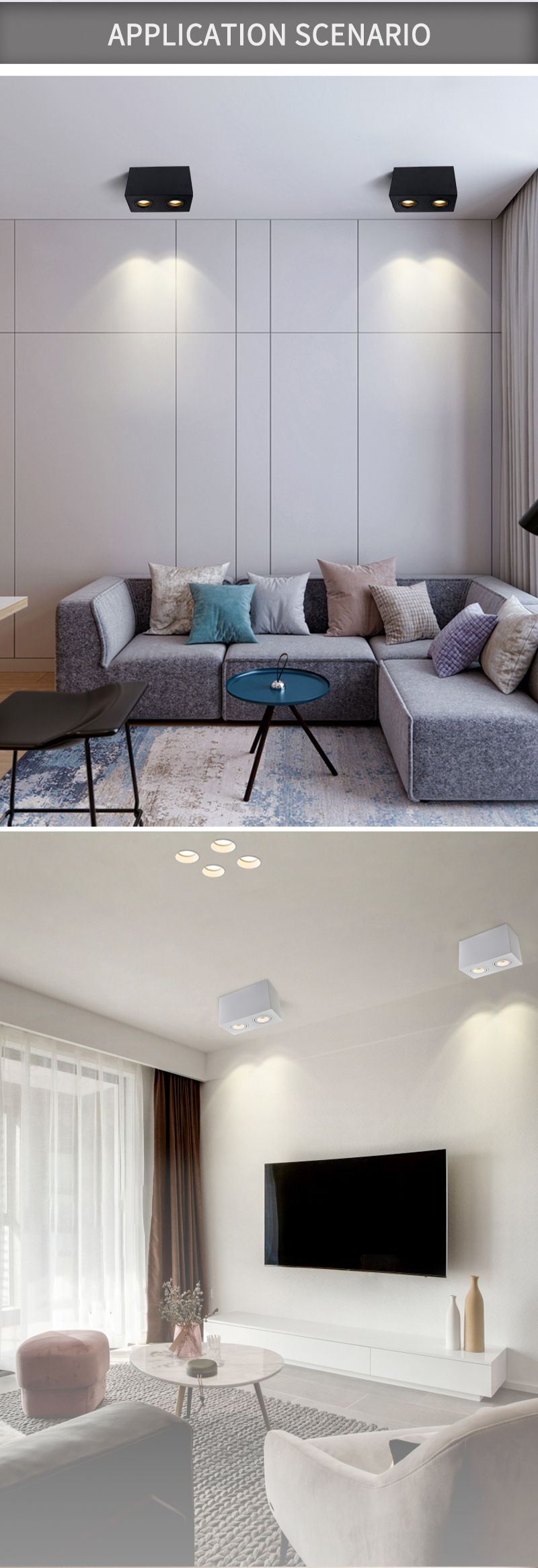 Restaurant Square Surface Mounted Downlight / Adjustable Gu10 Ceiling Spotlights