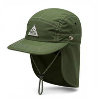 Gorra de Pesca Personalizada de 5 Paneles para Verano, Secado Rápido, Protección Solar, Resistente al Viento, con Solapa para el Cuello