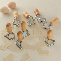 9 pièces forme de noël manche en bois rouleau lame roues ravioli biscuit emporte-pièce moule presse timbre fabricant moule