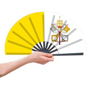 Abanicos Plegables de Plástico con la Bandera del Vaticano al por Mayor, Abanico de Mano para Carnaval, Boda, Festival, Fiesta, Agencia de Viajes - Product Image 4