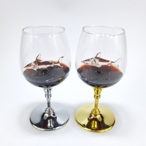 Copa de <span class=keywords><strong>vino</strong></span> tinto transparente de gama alta, fabricante de Cristal dorado, taza para beber de tiburón <span class=keywords><strong>seco</strong></span>, cristalería - Product Image 1