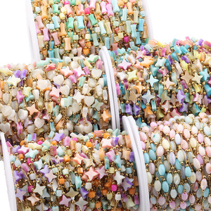 Candy Colored Star Heart Resin Beaded <b>Chain</b> Gold Plated DIY Bracelet Necklace Material Unisex Fashion Jewelry Zhejiang Origin - Product Image 5