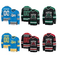 Seragam Jersey Hoki Es Desain Kustom Grosir untuk Pria 100% Poliester Ramah Lingkungan Cepat Kering Pakaian Olahraga Latihan