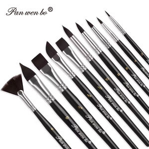 Panwenbo Lot de 10 pinceaux acryliques pour <span class=keywords><strong>aquarelle</strong></span>, pinceau pointu rond pour peinture en éventail - Product Image 3