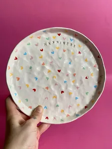 Assiettes à dîner <span class=keywords><strong>en</strong></span> porcelaine <span class=keywords><strong>de</strong></span> <span class=keywords><strong>forme</strong></span> ronde mignonne personnalisée motif <span class=keywords><strong>coeur</strong></span> <span class=keywords><strong>vaisselle</strong></span> profonde <span class=keywords><strong>en</strong></span> céramique pour la maison - Product Image 2