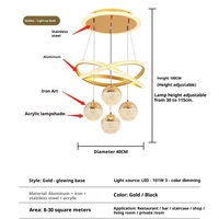 Lustre LED moderne minimaliste à hauteur réglable avec télécommande, finition dorée, abat-jour en cristal, suspension centrale, luxe pour salon
