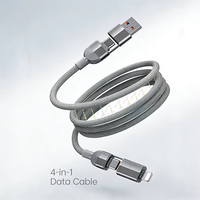 Kabel USB Type-C Magnetik 4-in-1 100W dengan Pengisian Cepat 3A PD, Bahan Nilon, Konduktor Tembaga Murni untuk iPhone dan Power Bank