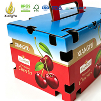 Boîte d'emballage pour cerises Xiangyu, carton ondulé personnalisé imprimé avec poignée pour les producteurs de fruits frais et la vente en gros