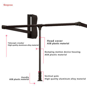 Magnifique tampon de tige de placard en aluminium silencieux et robuste réglable garde-robe ascenseur Rail organisateur système de rangement tige de suspension - Product Image 4