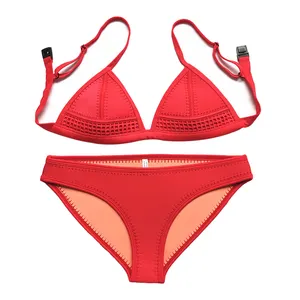 Toptan yaz iki parçalı Beachwear Yamamoto neopren mayo kadın dize bikini