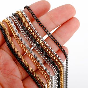 Người đàn ông của thép không gỉ vuông Vòng cổ ngọc trai hợp thời trang Twist chuỗi đa năng Kim Cương bán buôn DIY chuỗi Đồ trang sức - Product Image 5