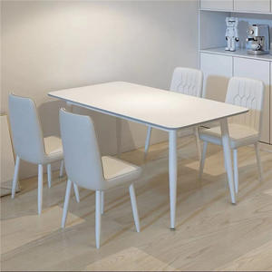Juego de Mesa de Comedor Rectangular Blanca Moderna y Sillas, 4 Piezas, Diseño que Ahorra Espacio para Apartamentos Pequeños y Salas de Estar - Product Image 1