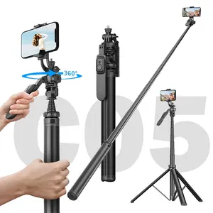 C05 selfie sopa 2-meter alüminyum alaşım tripod kolu ile 360 derece rotasyon destekler, pan kafa ve soğuk ayakkabı ağız