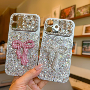 Funda para <span class=keywords><strong>iPhone</strong></span> 18 Pro Max con Diseño de Lazo de Diamantes de Imitación, Lentejuelas Brillantes, Protección de Cámara, Estilo Coreano para Mujer, Compatible con <span class=keywords><strong>iPhone</strong></span> 17 16 - Product Image 4
