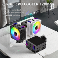 Pendingin Prosesor OEM 6 Heat Pipe Tembaga Kipas Bearing Cair 120mm LED RGB Warna-warni Soket Universal Radiator Aluminium Intel/