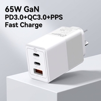 Cargador de Pared Premium con Enchufe Australiano, Múltiples Puertos USB Tipo C, Tres Puertos, Superrápido, 65 W, Alta Velocidad, 3 Puertos PD, Cargador de Teléfono Gan para iPhone y Samsung
