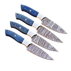 Ensemble de couteaux de chef pour steak, 4 pièces, lames en acier Damas de 4 mm d'épaisseur, orientation réglable de la main, renforts en acier, manches en os de chameau - Product Image 4