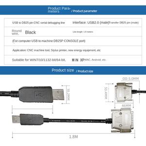 FTDITo DB25 Pin <span class=keywords><strong>Serial</strong></span> Port Line Fanuc מכונת CNC קו איתור באגים של כלי עבודה RS232 קו תכנות נתונים נחושת ללא חמצן - Product Image 4