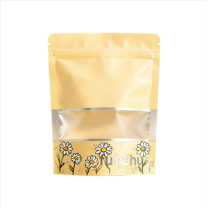 Pochette support zip-lock refermable imprimée sur mesure emballage en papier kraft de qualité alimentaire fenêtre en mylar pour stocker biscuits bonbons chewing-gum - Product Image 2