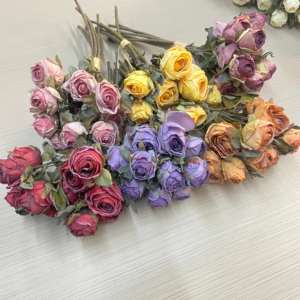 <span class=keywords><strong>Bouquet</strong></span> de roses artificielles en soie fait main, style rétro de fleurs séchées, 33 cm de haut, pour la maison, les mariages <span class=keywords><strong>et</strong></span> Noël - Product Image 2