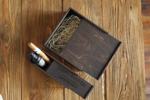 Junji Hộp Quà Tặng bằng gỗ cho chú rể Vật liệu tre với nắp mô hình mô hình hộp rượu cho nam giới sinh nhật & Cigar đề nghị Quà Tặng - Product Image 6