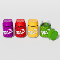 Pot en plastique givré de luxe 1 2 3 4 oz, à large ouverture, anti-odeur, transparent, avec couvercle de sécurité enfant