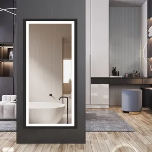 Specchio da trucco in alluminio con struttura in metallo specchio da bagno decorativo da parete Touch con specchio da bagno illuminato con Touch Screen a Led