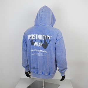 TOPSHOW Custom 3D Puff Print Logo No <b>String</b> <b>Hoodie</b> Heavy Weight Men's Drop Shoulder Unisex Oversized Vintage Acid Wash <b>Hoodie</b> - Product Image 2
