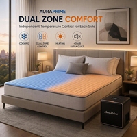 Surmatelas intelligent AuraPrime à circulation d'eau, système de contrôle de la température à double zone pour un meilleur sommeil, refroidissement et chauffage du lit