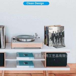 Organizador de discos de vinilo, estante de almacenamiento triangular para escritorio, color negro, para exhibición de colección de música en CD y DVD - Product Image 3