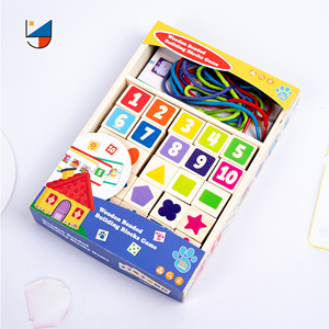 Niños de madera forma Digital Flashcard Blockds cuerda juego Montessori <span class=keywords><strong>DIY</strong></span> Cuentas grandes cuerda juguete de bloques de construcción - Product Image 6