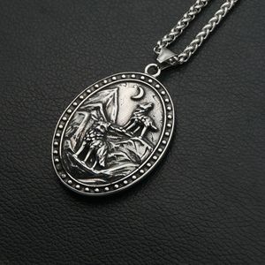 Pendentif en acier inoxydable double face de style rétro européen et américain, guerrier <span class=keywords><strong>viking</strong></span> Odin, pendentif de personnalité pour homme - Product Image 2