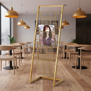 Espositore per Documenti in Acciaio dal Design Moderno per Ufficio e Scuola, Scaffale da Terra per Archiviazione e Pubblicità, Portariviste - Product Image 1