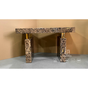Luxury Living Room Hotel Apartment Villa <b>Console</b> <b>Tables</b> Brown Marble Rectangle <b>Table</b> With <b>Gold</b> Steel Design 587 Living Room Cons - Product Image 5
