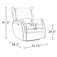 Sillón Reclinable Eléctrico de Cuero Genuino Moderno con Reposabrazos Acolchados y Soporte Ergonómico para la Espalda, para la Comodidad del Salón