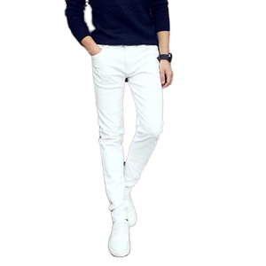 Pantalon long en jean blanc pour homme, coupe crayon, taille haute, extensible, respirant, écologique, style coréen, idéal pour l'hiver - Product Image 1