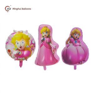 Ballon en feuille de Mylar à l'effigie de la Princesse Peach, thème <span class=keywords><strong>Super</strong></span> <span class=keywords><strong>Mario</strong></span>, décoration de fête d'anniversaire pour filles - Product Image 1