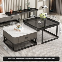 Table basse en verre carrée simple et moderne avec cadre en métal, mobilier de luxe haut de gamme pour petit appartement, salon