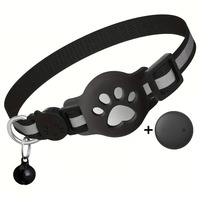 Collier de suivi pour animaux de compagnie compatible Apple (rose et noir avec empreinte de patte) – Étanche, avec design réfléchissant pour chats, compatible Apple Find My