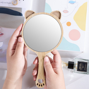 High-definition Contemporary Handheld Wooden <b>Mirror</b> for Women Suitable for Cosmetic Embroidery Dental Use Portable <b>Small</b> <b>Mirror</b> - Product Image 1