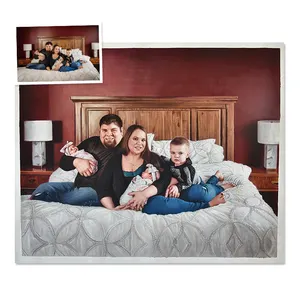 Ritratto di foto di famiglia di grandi dimensioni dipinto a mano per soggiorno pittura a olio personalizzata su tela