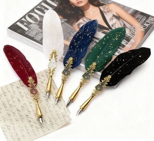 Ensemble de 6 stylos <span class=keywords><strong>plume</strong></span> en métal à effet goutte <span class=keywords><strong>d</strong></span>'huile, pour <span class=keywords><strong>calligraphie</strong></span>, stylo <span class=keywords><strong>plume</strong></span> à tremper, pour l'écriture de lettres, les fêtes et les fournitures de mariage - Product Image 2