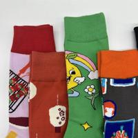 Chaussettes pour hommes en gros, 100% coton, tendance, personnalisées, colorées, lanterne BBQ, arc-en-ciel, fleur, basket-ball, chaussettes de sport mignonnes pour unisexe